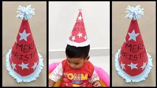 How to make easy santa hat / christmas hat making with paper