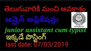 latest notification Junior assistant cum typist ANGRAU