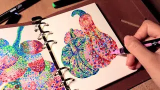 Pumpkin Transformation: Polka Dot Colors for a Visual Punch「Acrylic marker」no music｜no talking｜ASMR
