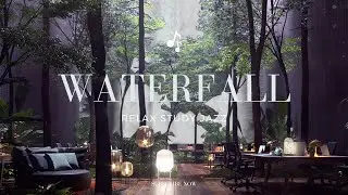 Relax with a Private Waterfall l Study Ambience with Smooth Jazz Music l 4K ASRM l Waterfall Sounds
