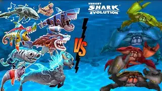 Hungry Shark Evolution - Giant Crab Boss Vs All Special Power Sharks 🦈