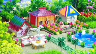 DIY Farm Diorama with house for cow barn  mini hand pump supply water for animals #059  @DiyFarming