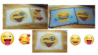 Tapete de crochê fio conduzido emoji careta 😜😜