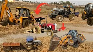 JCB 3dx Backhoe Loading Mud in Two Tractor | Eicher 380  | Mahindra swaraj @jcbplanet