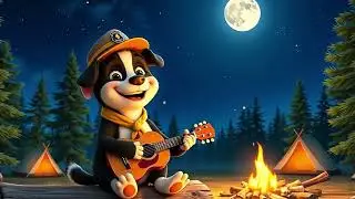 🐾 Border Collie Camp Song for Kids 🇺🇸 | Fun USA Camping Adventure 🏕️🎸 | US Kids Song & Campfire Fun