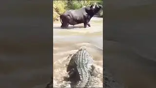 Epic Crocodile Ambush on Buffalo &ndash; Shocking Escape as Buffalo Flees the Pool