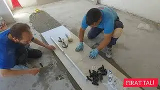 60x120BUYUK EBAT SERAMIK MUTFAK UYGULAMASI. big size ceramic tile