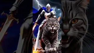 Epic Fantasy Rides: Knights, Warriors, and Mages on Giant Legendary Cats #FantasyWorld #HeroicScenes