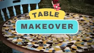 Table Makeover  |  Faux Mosaic Art  |  DIY new vibrant look for a 25 year old wooden table.