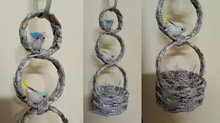 Bird nest house from waste newspaper | bird hanging craft | diy birds nest making idea | bird ghosla