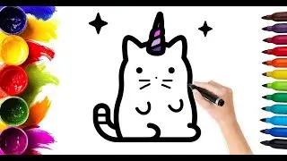 How to draw a unicorn cat easy 🐈| Drawing a unicorn cat I Drawing for kids