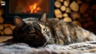 Sleeping Cat & Fireplace ASMR | Crackling Fire for Sleep. @MassandraCat #cat #asmr