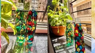 Easy & beautiful DIY bottle art for window decoration | Glass Color art