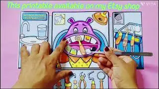 Printable Paper Hippo Dantal Care Crafts, #Paperdiy #quitebook  #paperdoll #quitebook