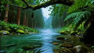 Calming Forest Ambience River Flowing Birds Chirping in Hidden Forest Ambience for Rest, Medicine
