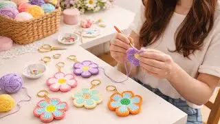 Crochet Flower Keychain Tutorial | Easy & Cute Bag Charm