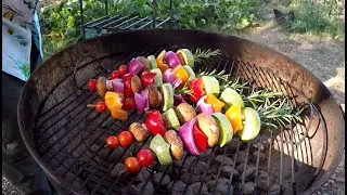 BBQ Veggie Kabobs On Homegrown Rosemary Skewers