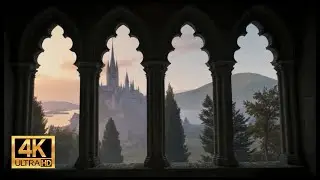 Castle Window View 🌿 Peaceful Fantasy Landscape | Relaxing Ambient Scene