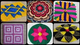 Handmade knitted doormat new design//beautiful paydan simple designs//woollen paydan 2025