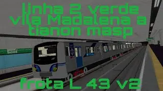 OpenBVE:linha 2 verde  vila Madalena a Trianon masp TUE FROTA L 43 V2 fazendo testes de CBTC