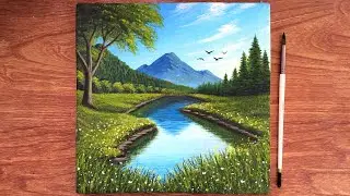 Nature Landscape Painting for beginners | Acrylic Painting Nature | Canvas Painting