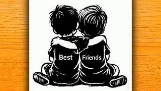 Friendship Day Drawing | Best Friends Forever Sketch Art | Emotional Cute Pencil Drawing for BFF
