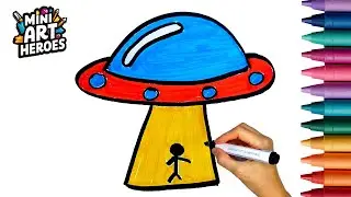 How to Draw Ufo - Drawing and Coloring | Mini Art Heroes