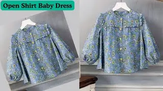 Open Shirt Baby Dress Cutting and stitching| Baby frock design| Button Placket Frock