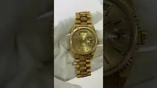 Rolex Day-Date 36mm Champagne Dial Fluted Bezel President Bracelet Yellow Gold 18238