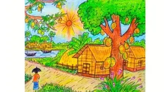 How to draw a “ Scenery of the Summer  Season(গ্রীষ্মকালের দৃশ্য ) ” Step by steps (Very easy)