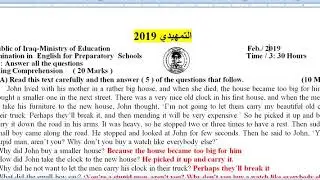 حل أسئلة التمهيدي 2019 - السادس الاعدادي - الانكليزي