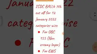 ##ISDC BALLb 7th cut off categories wise for 12th January ## online counseling ##Admit ## ISDC BALLb