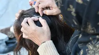 Вши гниды цепляются за шелковистые чёрные волосы на голове (ASMR, Пакистан)