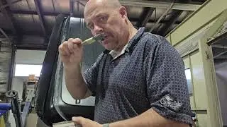 1965 chev c10 roof skin is seam sealed, welded, ground and sanded