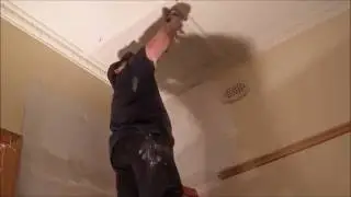 Sagging Ceiling with Kalsomine repair ~ Hawthorn Plaster Repairs