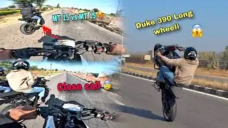 MT 15 ke saath Race lag gayi😅 | close call 😰 | Dancing Duke 390 🤭| #mt15 #motovolgger #viralvideo 