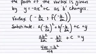 Proof of vertex as b changes