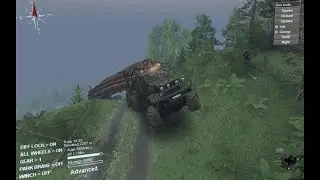 SpinTires03 03 16 Hill Delivery Kamaz 43114 & KrAZ 214 with Long Logs