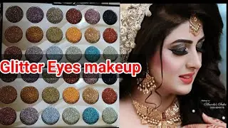 how to apply glitter on eyes||Soft Glitter Eye shades|pakistani makeup ||glitter Eyeshadow palette||