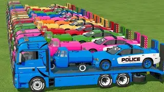 Police Car vs Mini Auto & Ramp Transport In Fs22 | Farming Simulator 22 |