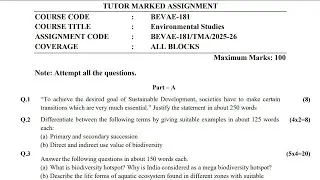 BEVAE-181 BBA Solved Assignment 2025-2026| IGNOU BBA 1st Semester Assignment Solution 2k25 Video