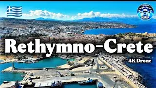 🇬🇷GREECE RETHYMNO CRETE/Venetian Harbor Lighthouse & Old Town Stunning 4K Drone Footage רתימנו כרתים