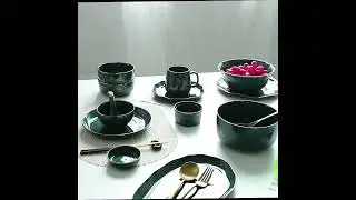 FENN Pattern Design Green Glaze Ceramic Dinnerware