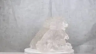 Ebros Lucite Acrylic Translucent Left and Right Pair Of Foo Dog Lion Statues Set