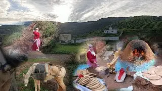اجيو دشوفو معيا حياة البادية طهي الخبز في الفران التقليدي بنار الحطب