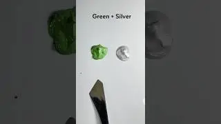What Color Does Green & Silver Make? (Extreme Shine!) #satisfying #colormixing
