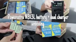 Powerextra canon NB13L battery and dual charger unboxing for camera (canon g7x mark ii etc.)
