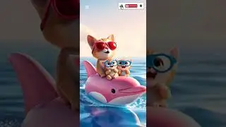 Cute Cat & Kittens on Pink Dolphin 🐱🐬 | Viral Kids Poem | 3D Short #bedtimepoem #nurseryrhyme