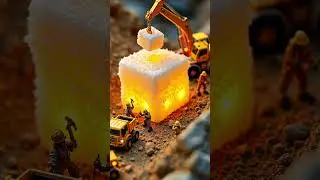 🛠️ Tiny Miners vs. Giant Sugar Cube! 🍬🤯 (Mind-Blowing Macro Shot!)