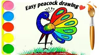 Easy Peacock Drawing for Kids | Step by Step Peacock Drawing